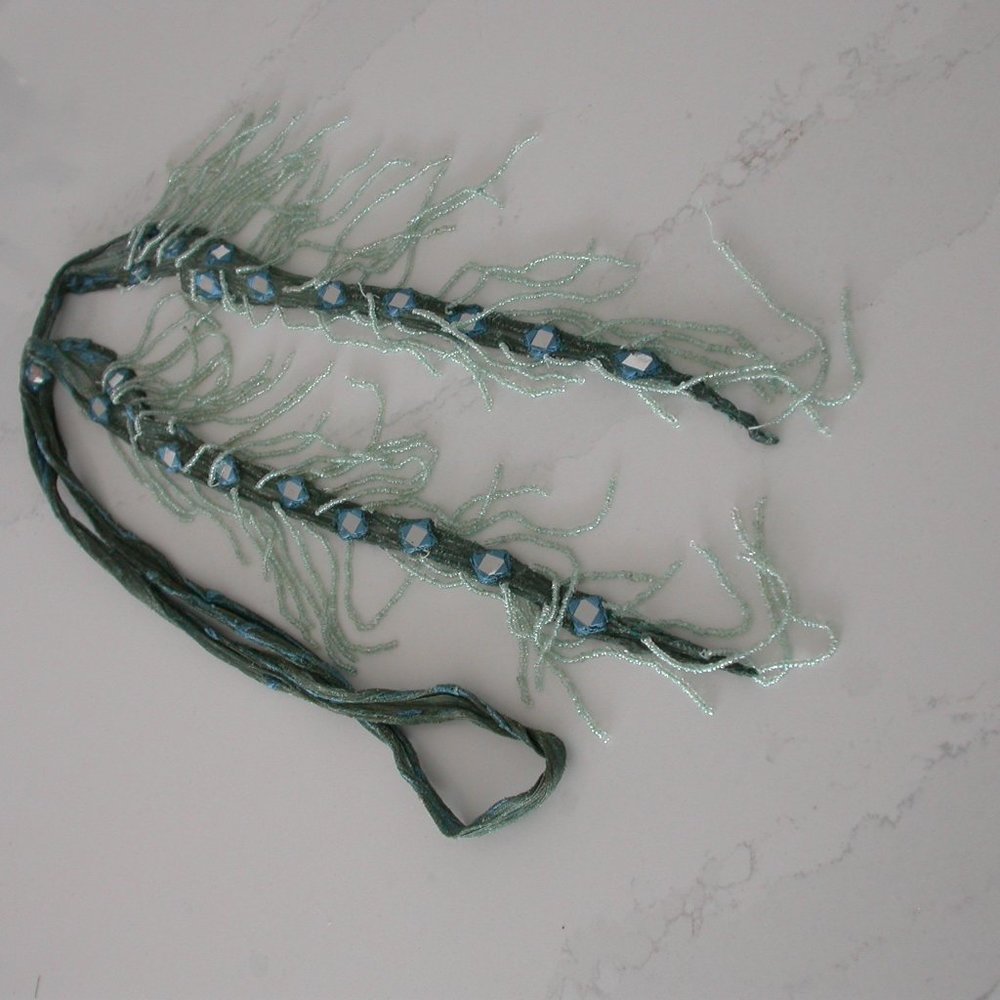 Turquoise Bead and Mirror Scarf